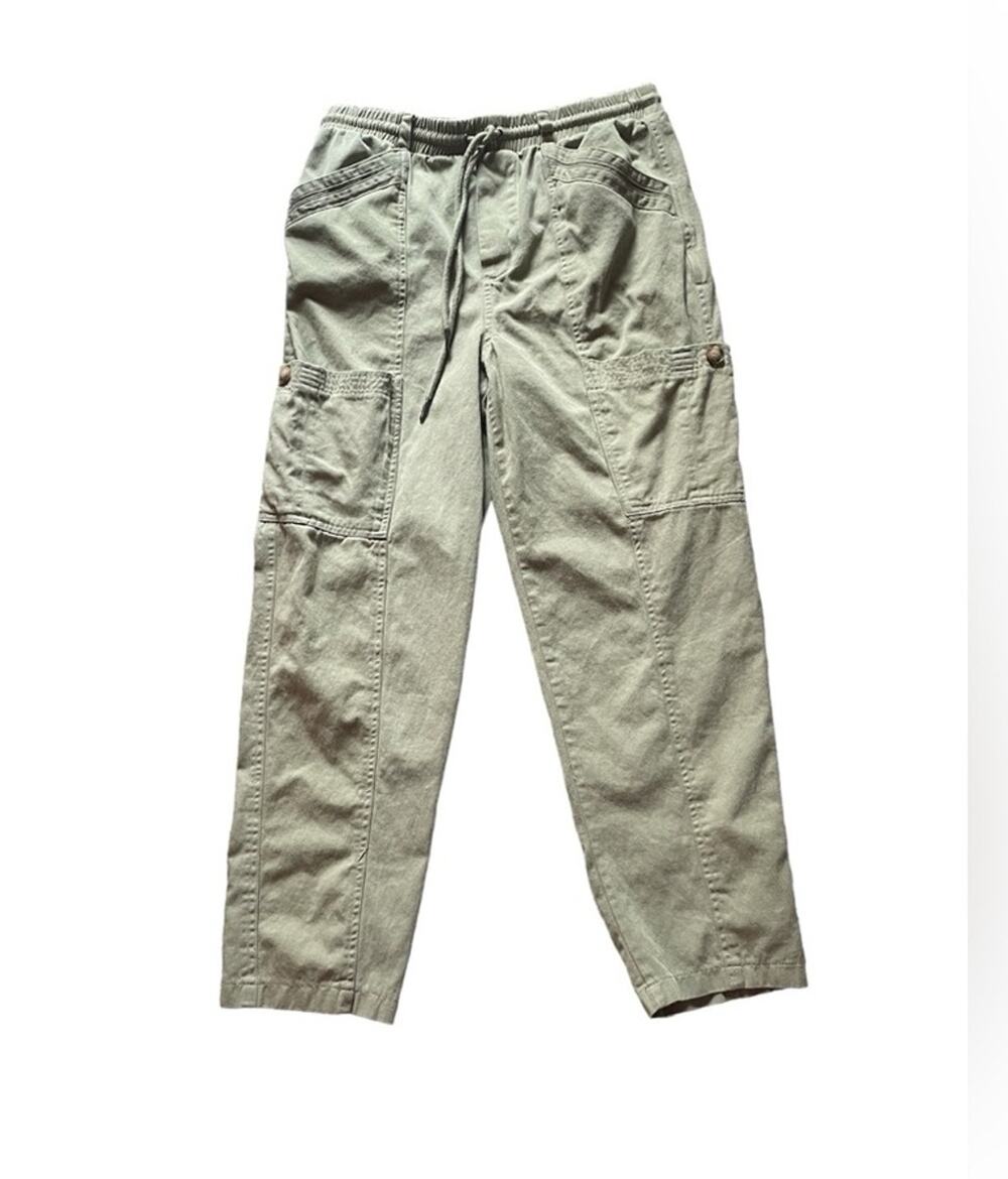 7For All Mankind Womens Green Drawstring Utility Pants Size Small Cotton Outdoor